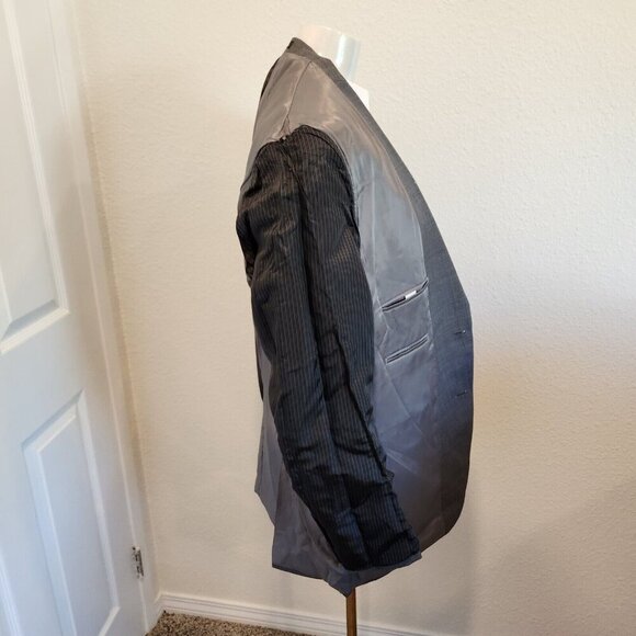 VTG Calvin Klein Mens Gray 100% Wool Blazer Sport Coat Suit Jacket Sz 42L Lined - Picture 13 of 16